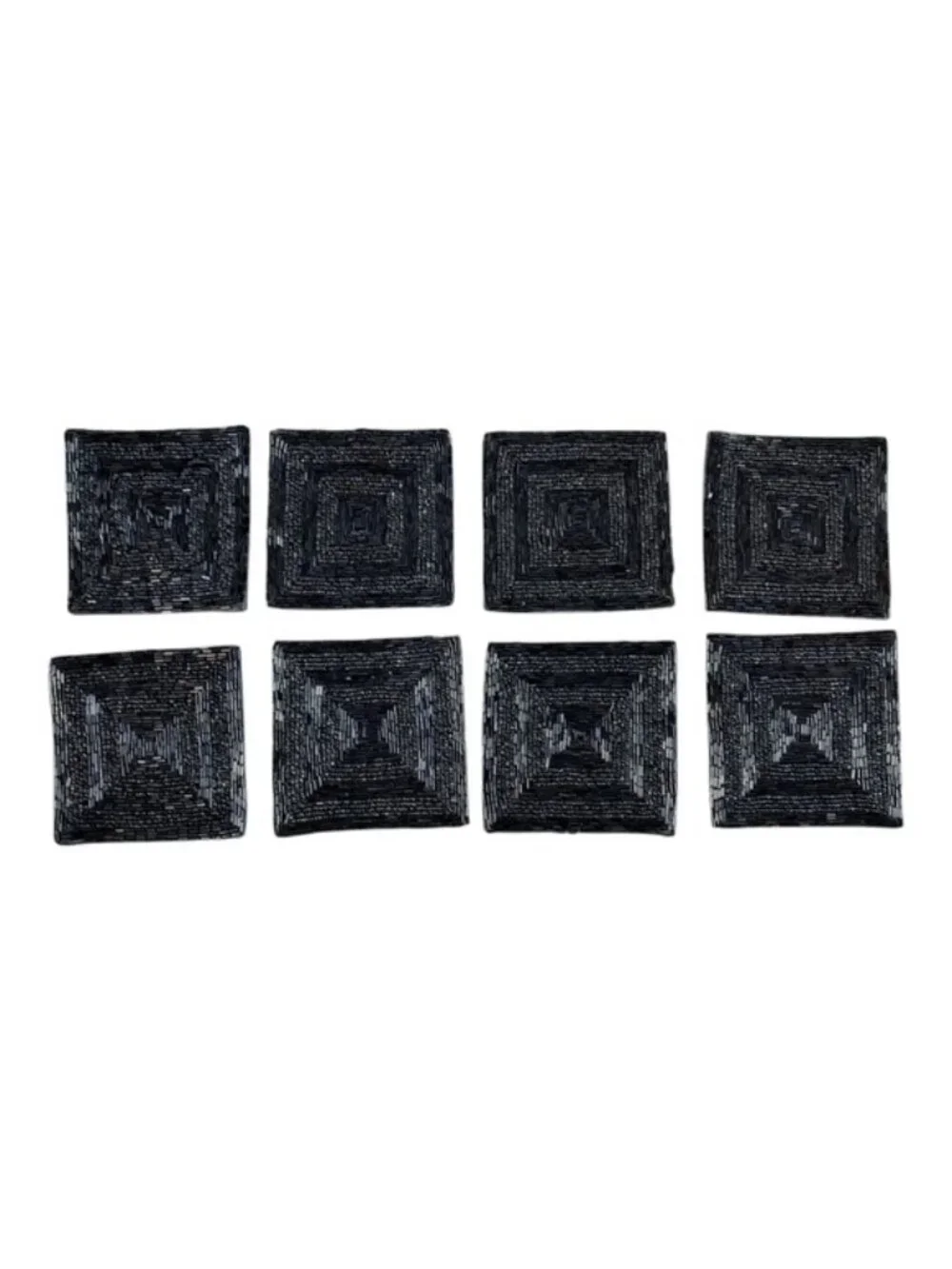 Williams Sonoma Indigo Beaded Cloth Square Coasters Set of 8